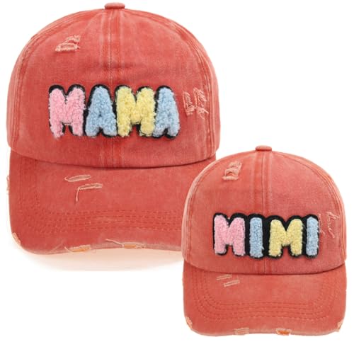 Pumjug Mama & Mini Matching Baseball Caps, 2 Piece Parent-Child Hats Set, Cute Retro Baseball Hats for Women and Daughter Tangerine