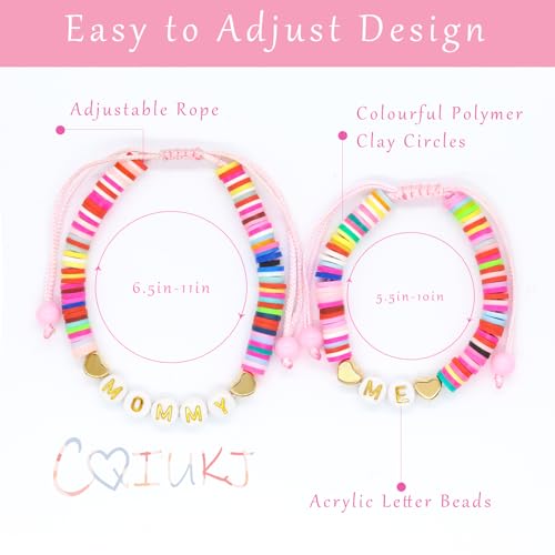 Mother Daughter Bracelets, Mommy and Me Bracelets, Bracelet Gifts for Mom Daughter, Adjustable Charm Bracelets Jewelry Gifts2