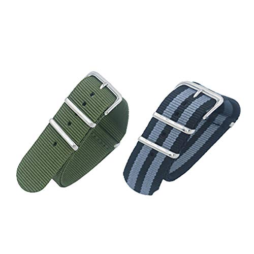 Haifly - 2 correas de reloj de nailon de 20 mm para mujer y hombre