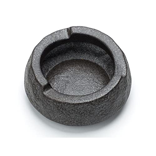 WQWY Cenicero de piedra sin tapa, cenicero de cerámica para cigarrillos, ceniceros de mesa para interiores y exteriores, para bares de estudio, etc. (color: negro) Cover