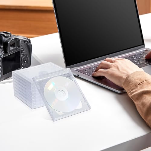 Estuche para guardar CD y DVD de acrílico transparente resistente con capacidad para 2 discos 5