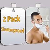 2 Pack Shatterproof Plastic Shower Mirror for Shaving, (Larger 11x7 in) Small Wall Mirror for Camping, Unbreakable Travel Shaving Mirrors for Shower, Outdoor Plastic Mirrors for Shave(Not Fogless)