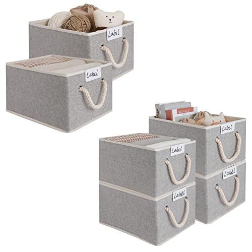 Image of LoforHoney Home Bundle- Storage Bins with Cotton Rope Handles Large Light Gray 2-Pack & 4-Pack