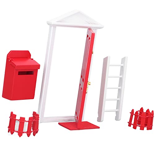 Dilwe Mini-Holzt¨¹r-Set, 1:12 Puppenhaus-Holzzahnfee-T¨¹r, Puppenhaus-DIY-T¨¹r Zur Dekoration(Rot) Toys – Bild 8