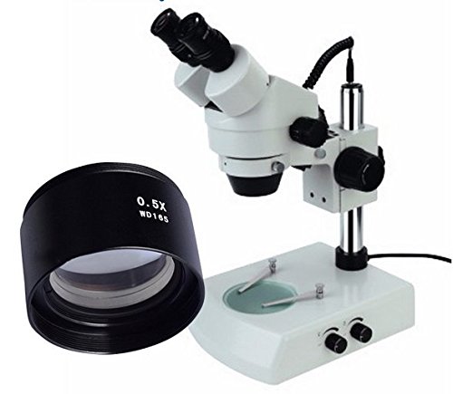GOWE 3.5X-45X UPPER &amp; DOWN ILLUMINATION STEREO ZOOM BINOCULAR MICROSCOPE+WF10X/20 Eyepieces+SZM0.5X Auxillary Obective Lens