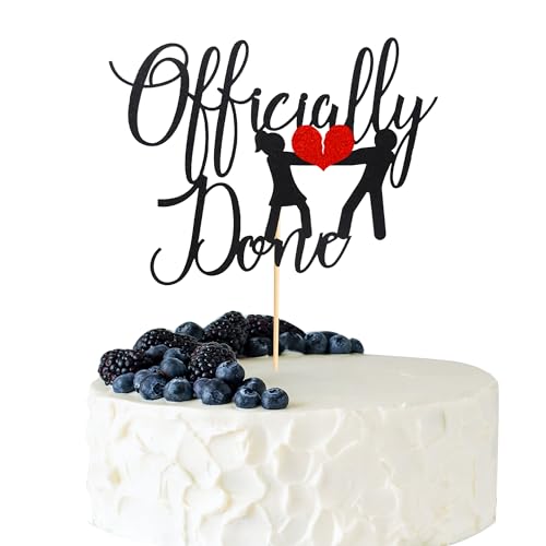 Arthsdite Tortenaufsatz "Officially Done", Scheidung, Kuchendekoration, Einzelne Scheidungsfreiheit, Tortenaufsatz für "Broken Up Free at Last Bye Felicia", Party-Dekoration, schwarzer Glitzer