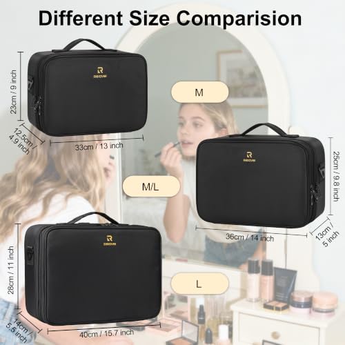 Image of Relavel Travel Makeup Train Case Cosmetic Case Organizer Portable Artist Storage Bag with Adjustable Dividers for Cosmetics Makeup Brushes Toiletry Jewelry Digital Accessories