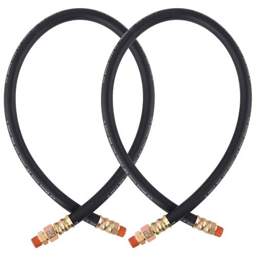 2PCS Swivel End Air Brake Replacement Hose, Dazakoot 3/8” Fit End x 3/8” Swivel End Rubber Air Hose Assembly, SAE J1402 Air Brake Hose for Semi Truck - 36inch