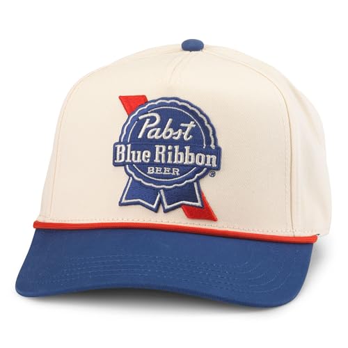 Image of AMERICAN NEEDLE Pabst Blue Ribbon PBR Beer Patch Unisex Adjustable Snapback Baseball Hat