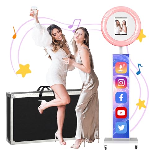 Image of MWE Portable Photo Booth Machine Stand Compatible with Any Ipad with Software APP and Remote Control, RGB Ring Lights Music Sync, Free Custom Logo,ChackTok VIP (Black, Light Box-Flight Case)
