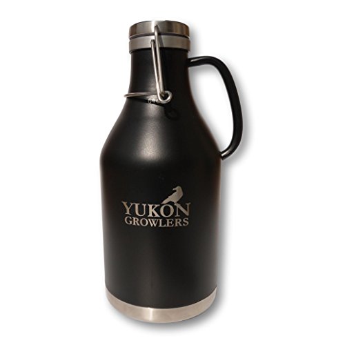 Yukon Growlers Premium Insulated Stainless Steel Growler - Keep Your Beer Cold and Carbonated for 24 Hours in This Double-Walled Vacuum Growler with Swing-Top Lid and Handle for Easy Pouring - 64 oz