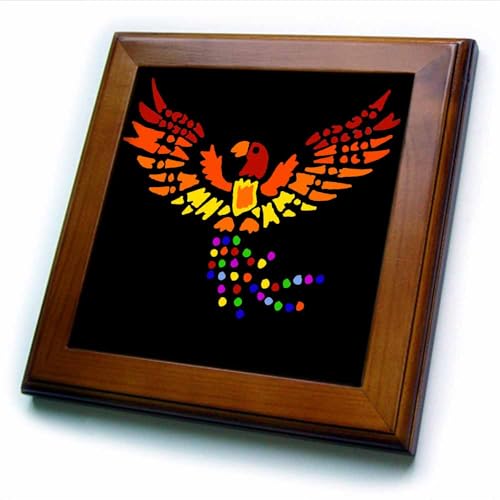 3D Rose Fun Colorful Phoenix Rising Abstract Art Framed Tile, 8