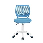Homy Casa Desk Chair Adjustable Swivel Fabric Seat Ergonomic Task Chair Home Office For Kids Teens without Armrest, Blue