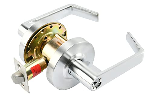 LO-LOCK HARDWARE Commercial Lever Door Lock - Heavy-Duty Locking Door Handle, ADA Door Handles, Cylindrical Lever Lock, Non-Handed Grade 2 Industrial Door Handle, 26D Satin Chrome, Storeroom Function