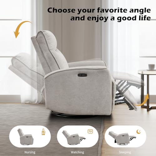 Sillón reclinable eléctrico textil gris claro miniatura 7