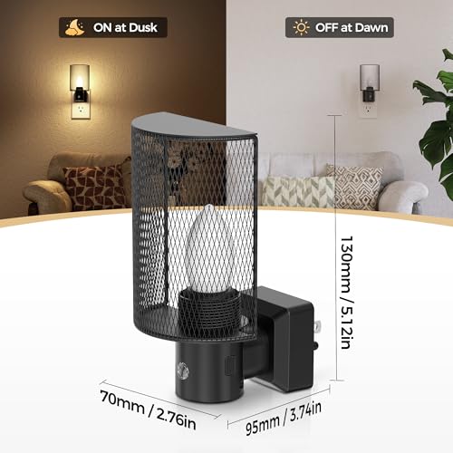 Image of DORESshop LED Night Light Plug in, Night Lights Plug into Wall, Dusk-to-Dawn Sensor, Vintage Farmhouse Decor, 3 Level Brightness Adjustable, Dimmable Nightlights for Adults, Bathroom, Hallway