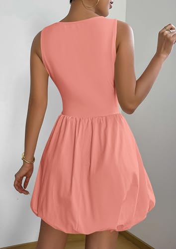Image of PRETTYGARDEN Summer Dresses for Women 2026 Casual Mini Short Cocktail Dress Sleeveless Tank Crew Neck Bubble Sundress Pockets