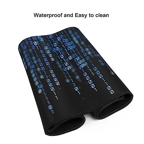 Grand tapis de souris de jeu Blue Binary Matrix antidérapant 40x90 cm - 5