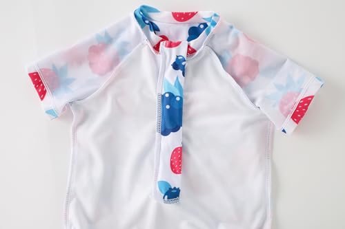 Image of AMIYAN Toddler Girls One-Piece Swimwear Short Sleeve Ruffle Swimsuit Zipper Rash Guard Bathing Suit for Little Girls 1-5Y