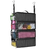esouler Suitcase Organizer, Travel Luggage Organizer hanging packing cubes for travel，portable hanging travel shelves Collapsible closet organizer for Carry-on (Black, Medium)