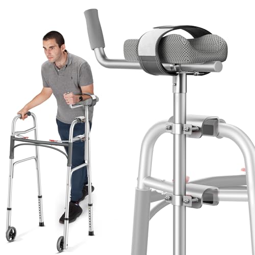 HIUMTREE Adjustable Platform Attachment with Padded Armrests Compatible with Most 2-Button Walker Frames Helps Improve Upper-Body Support & Comfort Lightweight Accessory