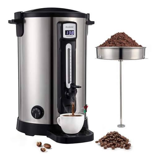 Avolend 10L Coffee Urn Stainless Steel Double-Wall, 50-Cup Commercial Coffee