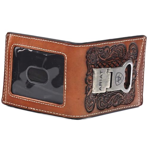 ARIAT Men's Floral Embossed Bifold Money Clip Wallet2
