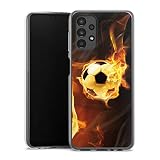 DeinDesign Silikon Hülle kompatibel mit Samsung Galaxy A13 4G Case transparent Handyhülle Fußball Feuer Ball
