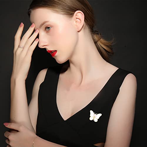 Image of GBAHFY Butterfly Pearl Brooch Gold Elegant Bridal Vintage Style Pins Wedding Banquet Anniversary Brooch for Women