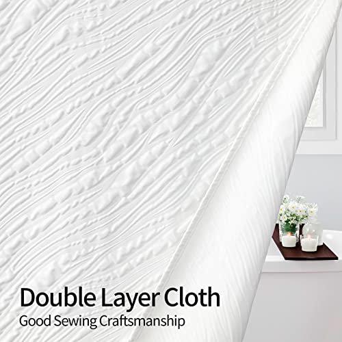 Mitovilla White Fabric Shower Curtain 72 X 78, Farmhouse Long Shower Curtain Set, Modern Geometric Cloth Shower Curtain For Bathroom Decor, Luxury Marble Textured Shower Curtains 78 Inch Long #TOP6