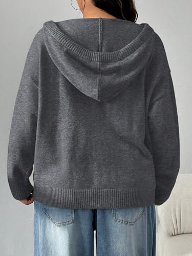 SOLY HUX Women's Plus Size Zip Up Hooded Cardigan Sweaters Long Sleeve Knitted Jacket Outerwear Fall Clothes3