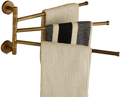 MKYOKO Toalleros Toallero Estilo Europeo Brazo Giratorio de Cobre Antiguo Toallero de Pared Soporte con 3 Barras giratorias Extra largas, Toallero oscilante para Cocina, baño, Inodoro