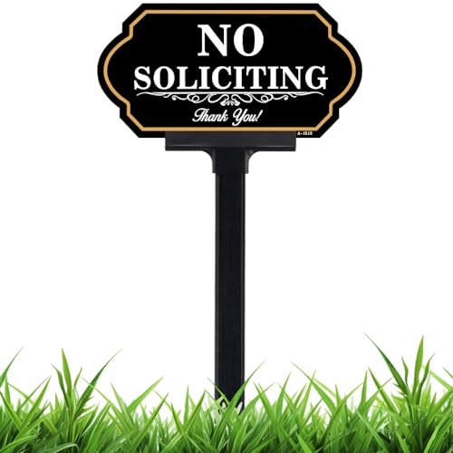 No Soliciting Sign for House with Stake - 40-mil Thick Aluminum - 5x10 Inch/37 Inch High -...