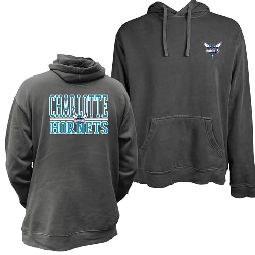 Blue 84 Charlotte Hornets NBA Officially Licensed Hooded Sweatshirt Vintage Ringspun Front/Back Black, XX-Large