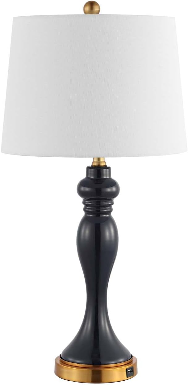 SAFAVIEH Lighting Collection Cayson Modern Contemporary Navy / Gold 29-inch Bedroom Living Room Home Office Desk Nightstand Table Lamp (LED Bulb Included)