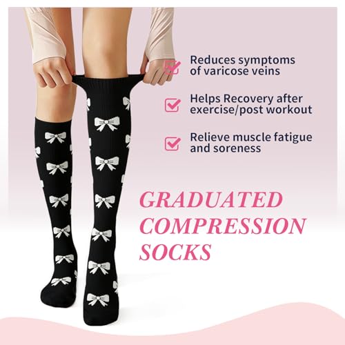 Image of Sooverki Compression Socks for Women & Men 6 Pairs is Best Supportive Knee High Stockings for Circulation, Travel, Nurses