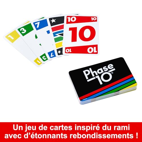 Mattel Games - Phase 10 Jeu de Cartes de Style rami, Jeu de société de 2 à 6 Joueurs dès 7 Ans, Jeu de société, FFY05