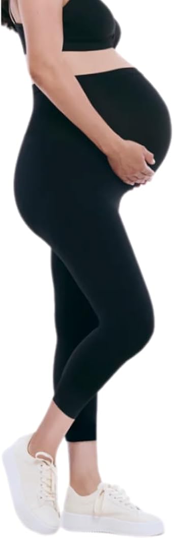 Motherhood Maternity Womens Essential Stretch Secret Fit Over The Belly Pregnancy Crop Capri Legging