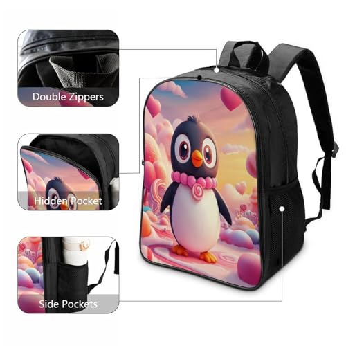 Sac à dos d'école ergonomique contre le désordre : pingouin 3D à double compartiment