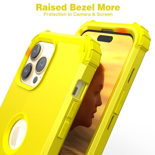 IDweel for iPhone 13 Pro Max Case with Screen Protector,Luxury 3 in 1 Shockproof Slim Fit Hybrid Heavy Duty Hard PC Cover Soft Silicone Bumper Full Body Anti-Fingerprint Case,Yellow by IDweel - Image 7