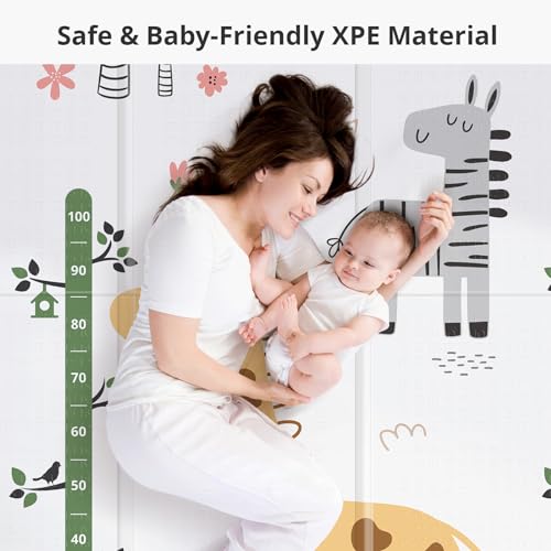 Image of Foldable Baby Play Mat, PIGLOG 0.6in Thick Waterproof Playmats for Babies and Toddlers Kids, Safe Foam Playmat for Tummy Time, 50x50 Playpen Mat, Reversible Portable Baby Floor Mat for Infant, Giraffe