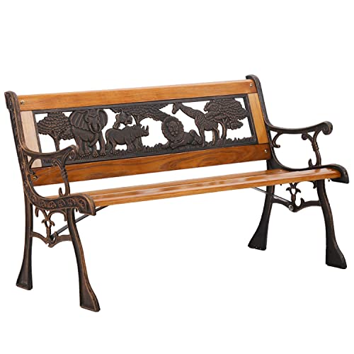FDW Garden Bench Park Bench for Kids Outdoor Benches Clearance Metal and Wood Benches Clearance for Patio Yard