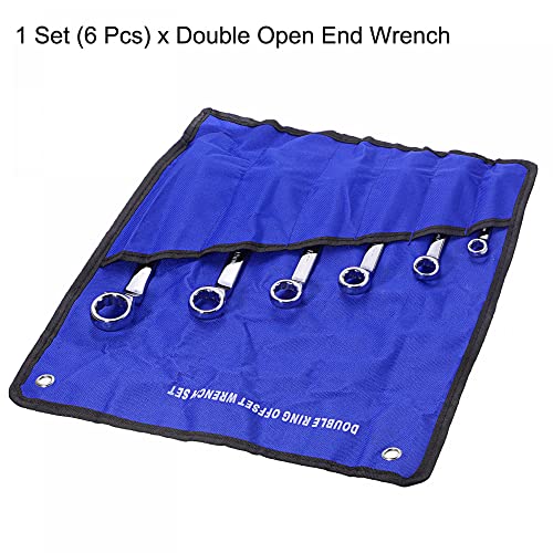 Uxcell 45-Degree Offset Box End Wrench Set, 8-22Mm Metric Cr-V Steel With Rolling Pouch, 6-Piece #TOP5