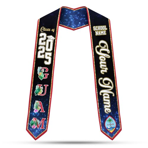 MonkeyVan Guam Graduation Sash Guam Guamanian Flag Stole Guam Sash Graduation 2025 Guam Graduation Stole 2025 Class of 2025 Gu10