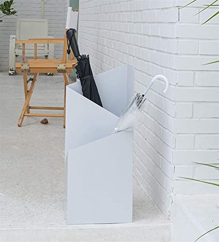 Porte-parapluies support rangement métal blanc géométrique entrée - 3