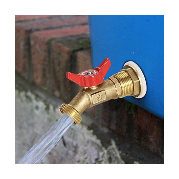 WADEO Brass Rain Barrel Quarter Turn Ball Valve Spigot with Bulkhead