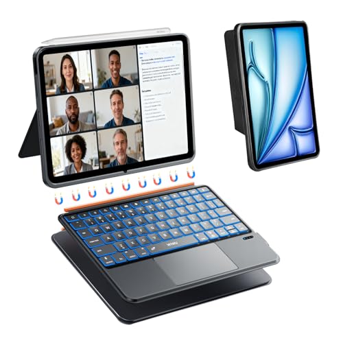 Image of WIWU for iPad Keyboard Case Air 11 Inch M4 /M3 /M2 11th /10th Gen 3 in 1 Magnetic Detachable Case Keyboard Adjustable Stand Backlit Keys Touchpad (Black, For iPad 11 /10 /Air 5 /4 /11 inch(M2 /M3) Pro 11 inch4 /3 /2 /1)