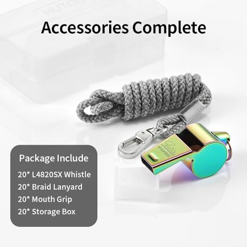 Image of HUTOU Whistle Stainless Steel Coach Sports Whistle with Lanyard, Loud Crisp Sound Whistle Ideal for Coaches, Referees, and Official