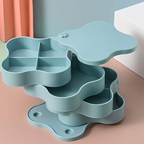 TENGJUN Scatola portaoggetti Girevole per Gioielli, Design a Quattro Strati di Orecchini e Scatola per Orecchini in Tinta Unita