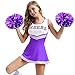 Extpro 6Pcs Cheerleading Pom Poms Matte Metallic Foil Cheer Pompoms with Baton Handle, Kids Adults Team Spirit Cheering Stuff for Sports Games Carnival (Laser Purple Silver)